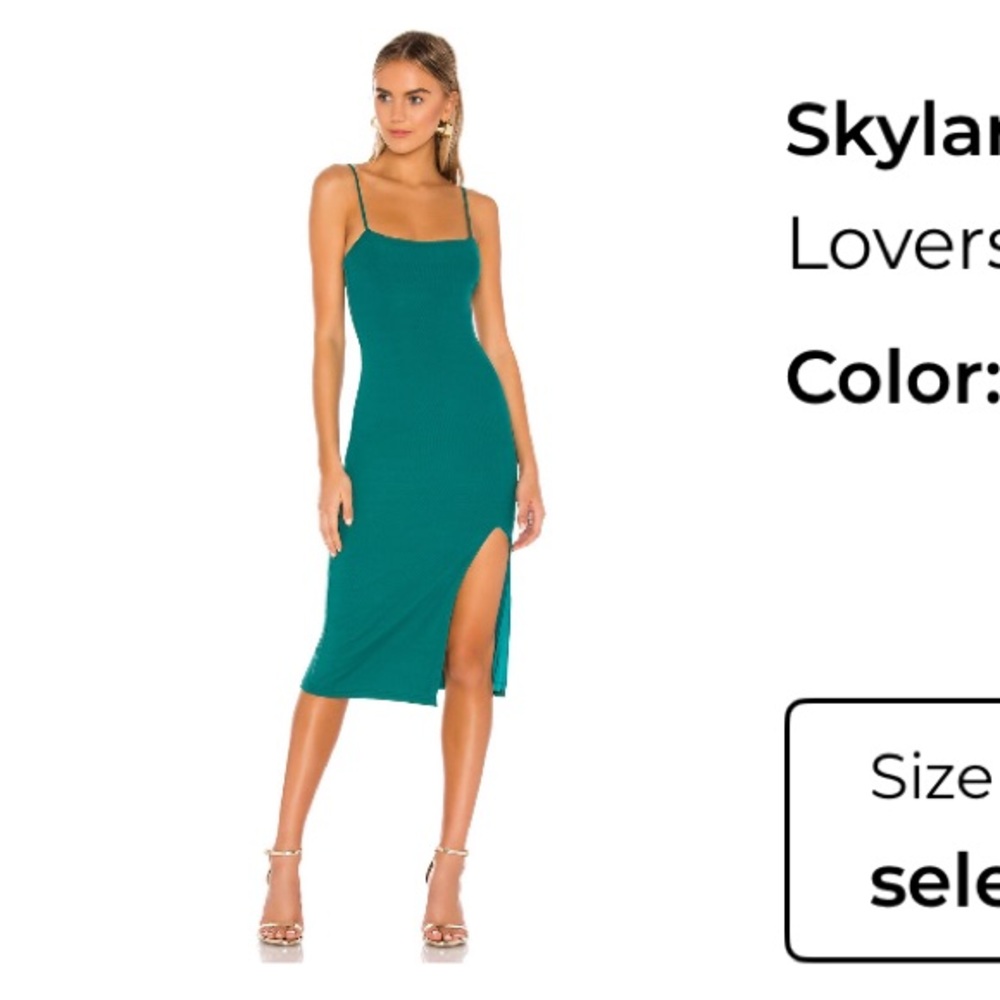 Lovers + Friends Elegant Midi Dress in Deep Green